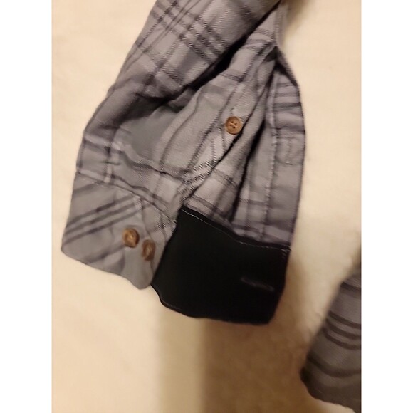 O'Neill Flannel Fleece Button Up Shirt Men's XL Classic Fit Plaid Black Gray - Picture 5 of 9